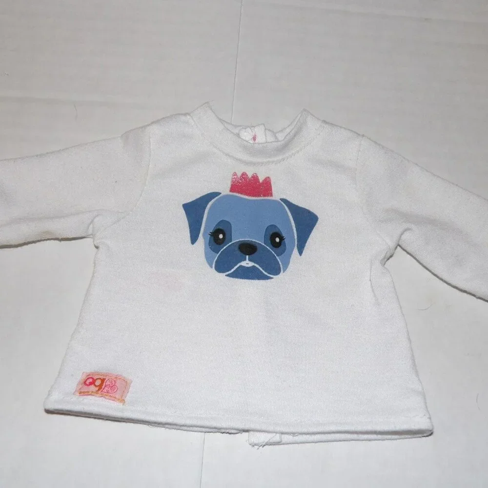 White Shirt with Blue Dog Face Battat OG Our Generation Doll Clothes 18